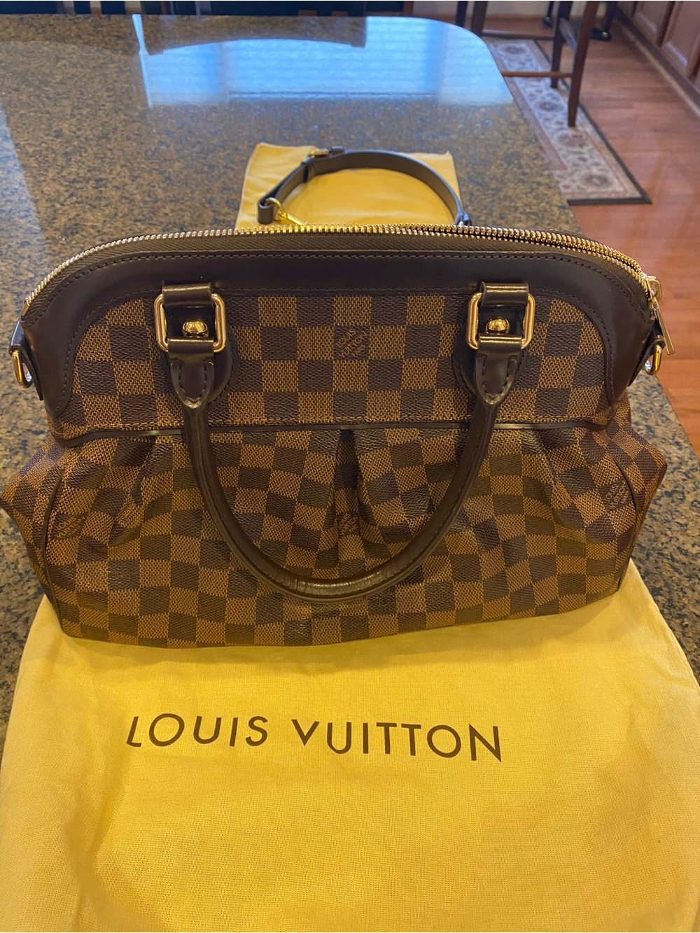 Louis Vuitton Damier Ebene Trevi PM Brown Bag W/ Dust Bag